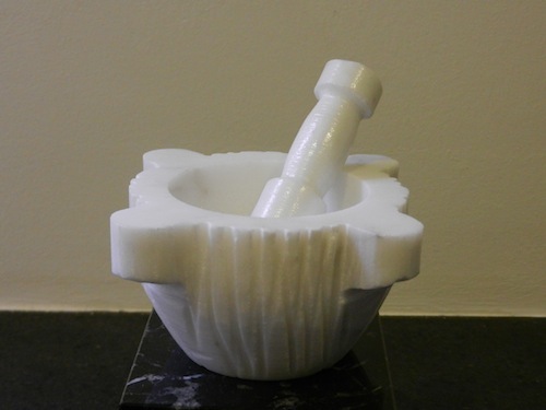 White marble mortar and pestle wood antique made in Italy